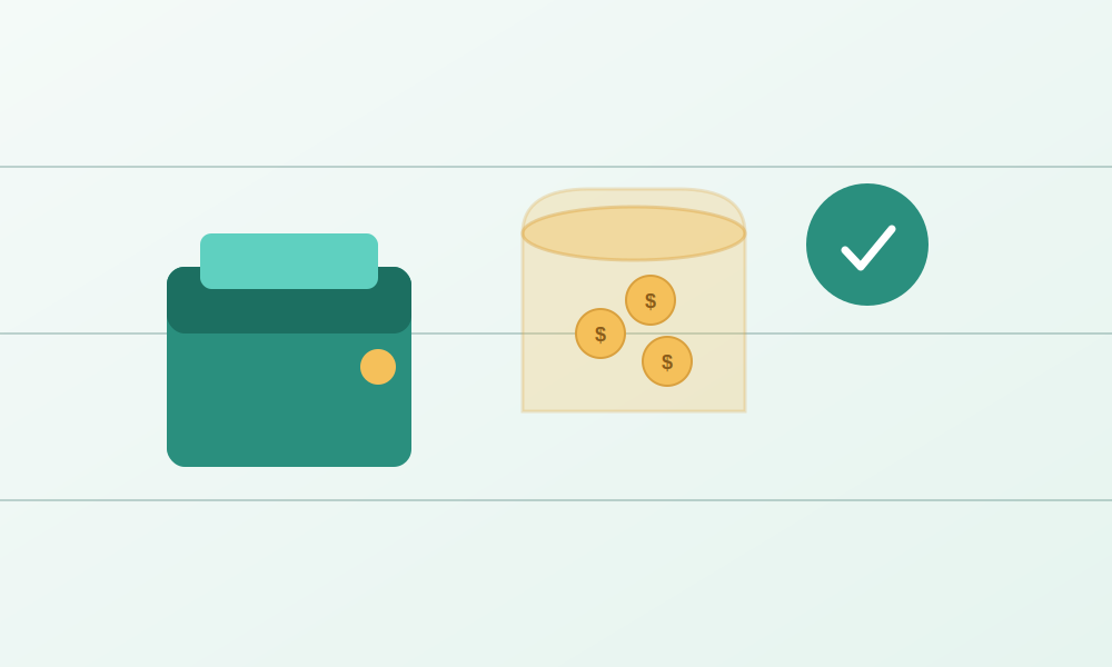 Wallet and coin jar illustrating money saving habits