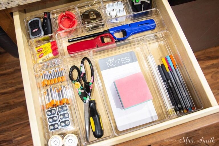 Neatly organized drawer showing simple home decluttering